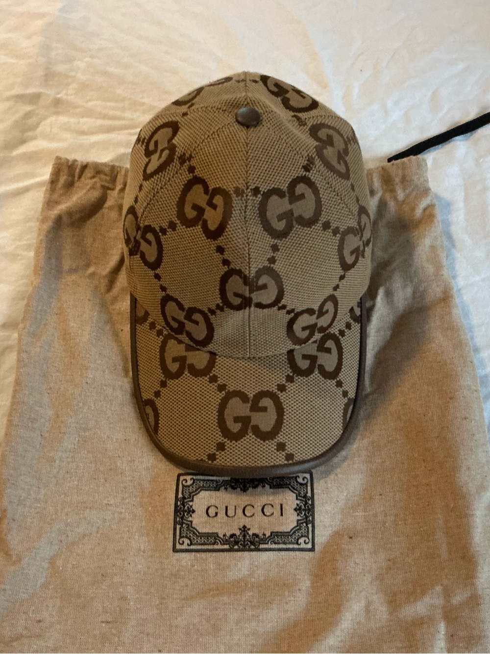Gucci Beige and Brown GG Monogram Baseball Cap
